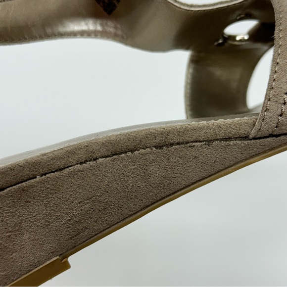 Jaclyn Smith Daphne Khaki Gray Faux Suede Strappy Wedge Heel Sandals Size 6 - Picture 7 of 15